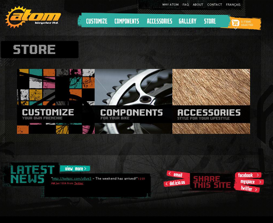 Atom-bicycles in 35 Beautiful E-Commerce Websites