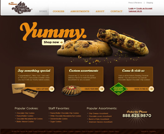 Famous-cookies in 35 Beautiful E-Commerce Websites