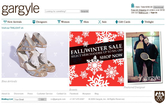 Gargyle in 35 Beautiful E-Commerce Websites