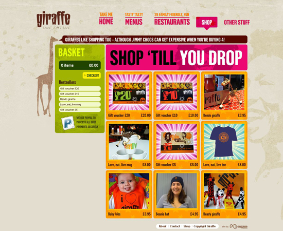 Giraffe in 35 Beautiful E-Commerce Websites