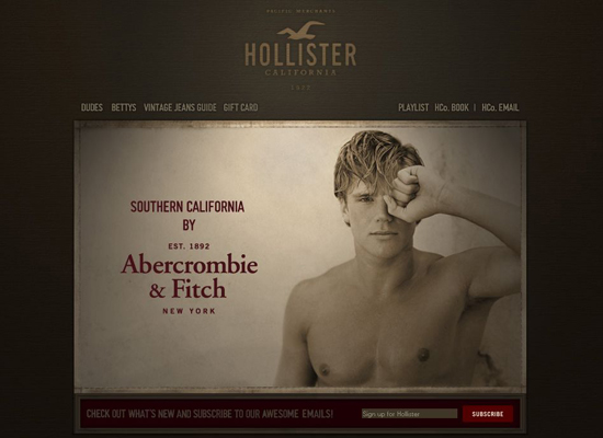 Hollister in 35 Beautiful E-Commerce Websites